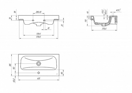 раковина полувстраиваемая 1marka cersanit moduo 60 slim p-um-mod60sl/1, цвет белый