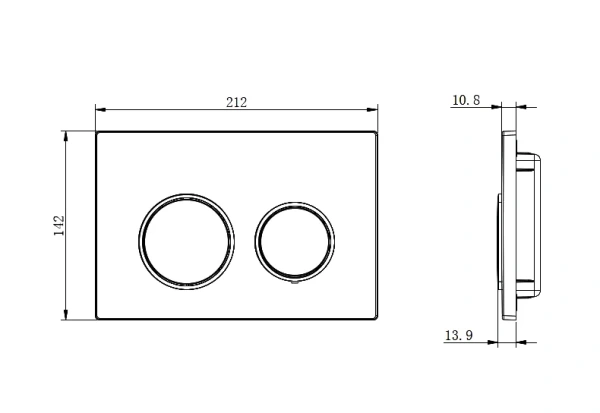 клавиша для инсталляции aquatek small tdi-0000003 для унитаза, абс-пластик, черная матовая ободок хром