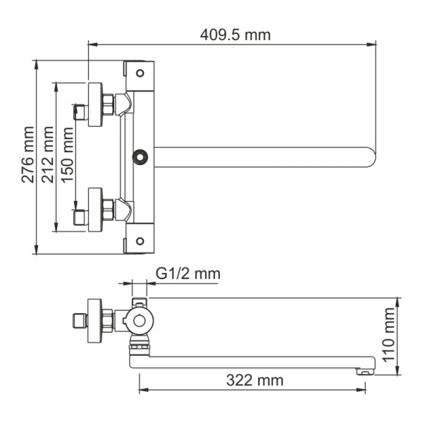 смеситель для ванны с душем wasserkraft berkel 4822l универсальный, с термостатом, цвет хром