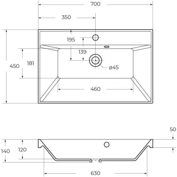 раковина полувстраиваемая belbagno 70 bb700/450-lv-mr-ast белая