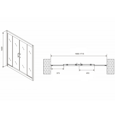 шторка на ванну abber schwarzer diamant 170х140 ag57170 профиль хром, стекло прозрачное