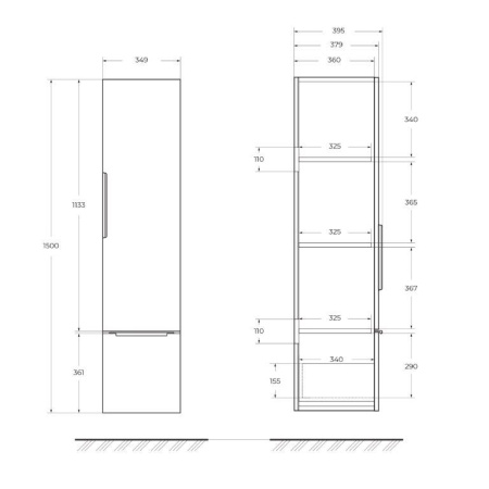 шкаф-пенал cezares premium 55501, цвет bianco opaco