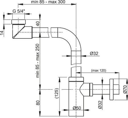 сифон для раковины alcaplast a403