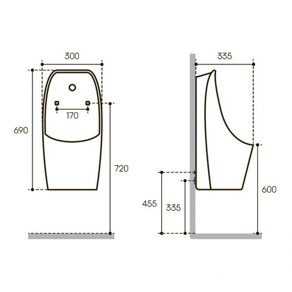 писсуар aqueduto pro pro0210 с автоматическим смывом, белый глянцевый