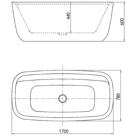 акриловая ванна aquanet fine 170x78 00260051, цвет белый матовый