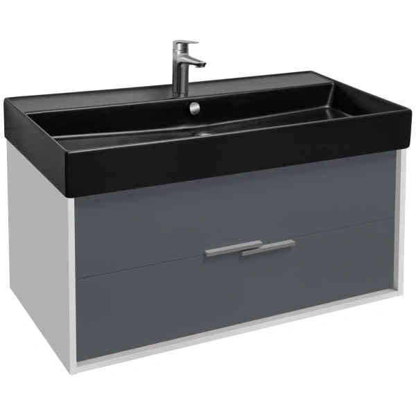 тумба под раковину 100 см jacob delafon vivienne eb1668-j5-j54 подвесная, белый глянец/серый матовый