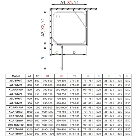 душевой уголок radaway almatea kdj 80 l×80 коричневое