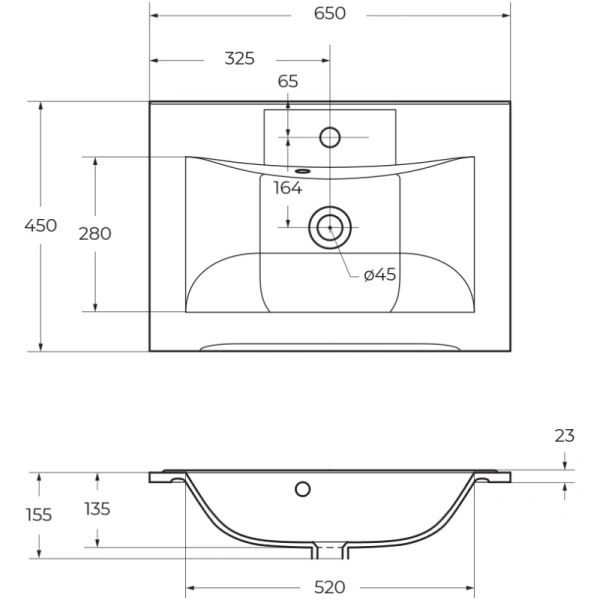 раковина полувстраиваемая belbagno bb650/450-lv-mr-pr белая