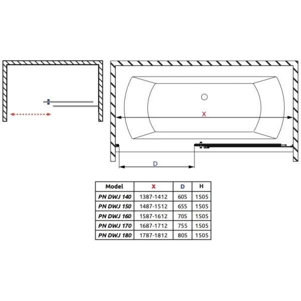 шторка для ванны radaway idea black pn dwj 160 right 10003160-54-01r прозрачное