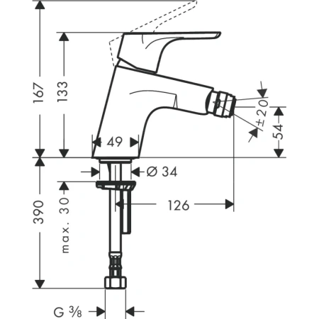 смеситель для биде с донным клапаном hansgrohe focus 31922000