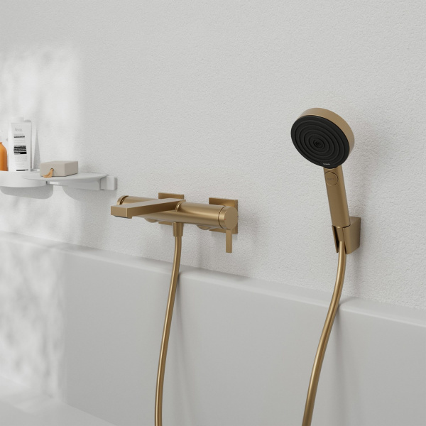 смеситель hansgrohe tecturis e 73420140 для ванны и душа, шлифованная бронза