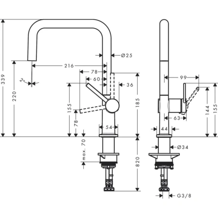 смеситель для кухни hansgrohe talis m54 72844670, черный матовый