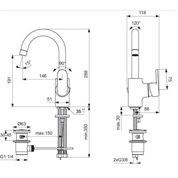 смеситель для раковины ideal standard vito b0410aa