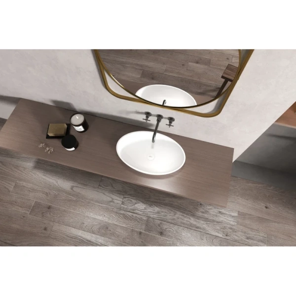 раковина-чаша abber stein as2635 55x35 см, накладная, белый матовый