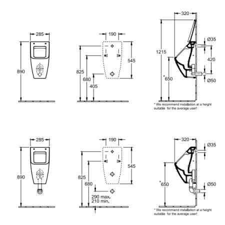 писсуар villeroy & boch venticello с сифоном 5504r1rw с покрытием ceramicplus, цвет камень белый (stone white)