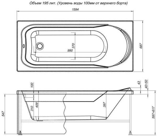 акриловая ванна aquanet west 160х70 204054 без гидромассажа