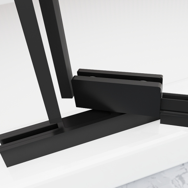 душевой уголок, душевое ограждение esbano art esa-108ps-b 100х80 см с распашной дверью, прямоугольный, профиль черный матовый, стекло прозрачное 6 мм, без поддона