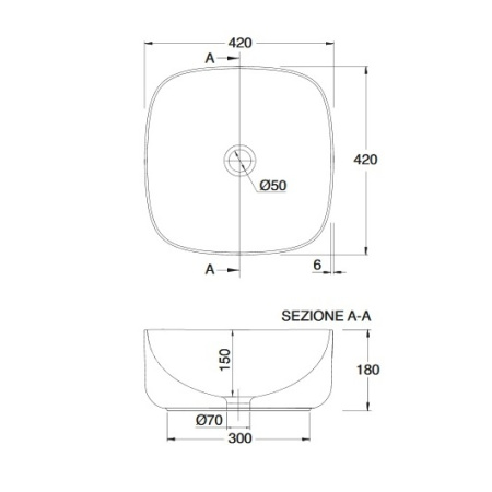 раковина scarabeo moon 550141 накладная, 42x42 см, цвет белый матовый