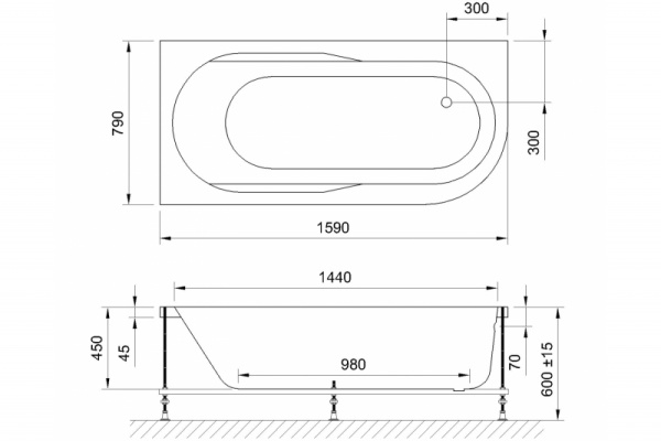 акриловая ванна royal bath azur de luxe 160x80 rb614202dl-l с гидромассажем