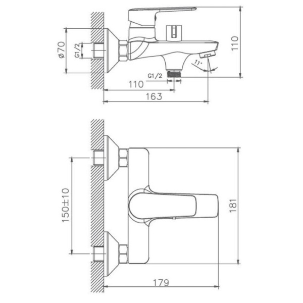 смеситель для ванны haiba hb60563 цвет хром