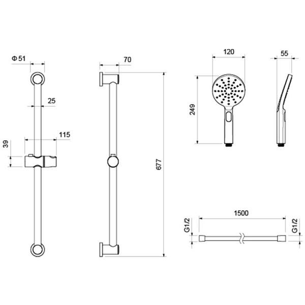 душевой гарнитур aquatek оберон 3jet aq2016mb черный матовый