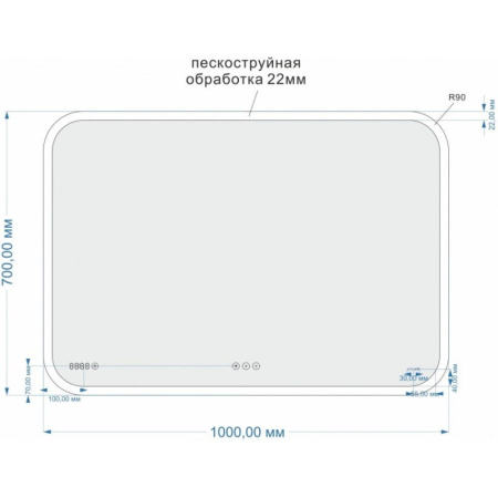 Зеркало 100х70 см Cersanit Design Pro LU-LED070*100-p-Os