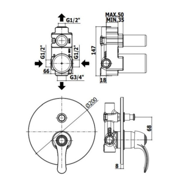 смеситель для ванны paffoni flavia fa015cr