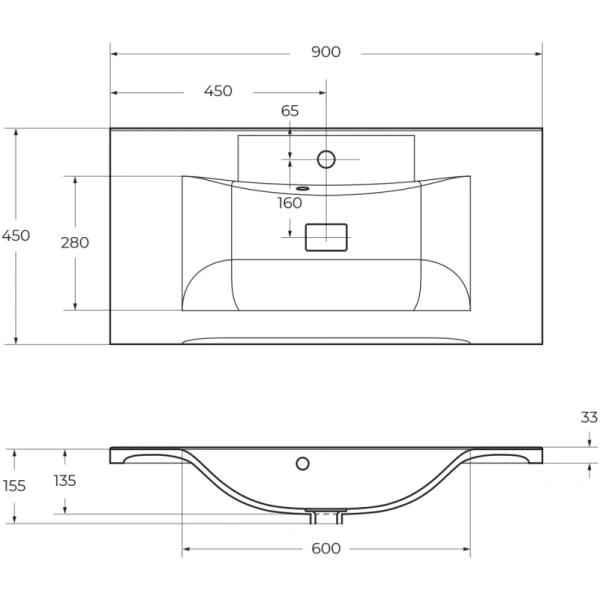 раковина полувстраиваемая belbagno 90 bb900/450-lv-mr-pr белая