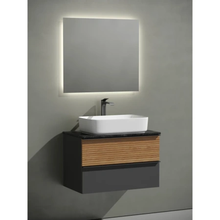 тумба под раковину sancos delta 80 dl80gr подвесная дуб красный графит