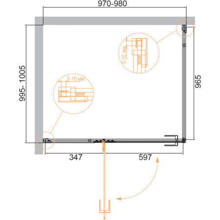 душевой уголок 98x100 cezares bellagio-a-1-100-c-boro прозрачное