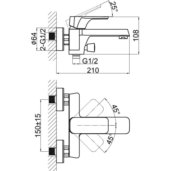 смеситель для ванны с душем d&k berlin kunste da1433213 оранжевый