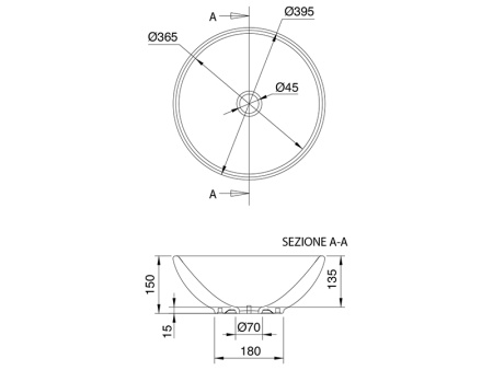 раковина scarabeo thin 8009 ø40 см, накладная, цвет белый