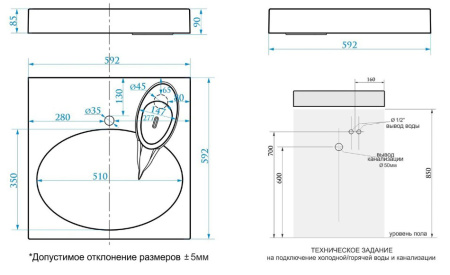 раковина на стиральную машину azario elegance cs00078300 59.2х59 см, цвет белый