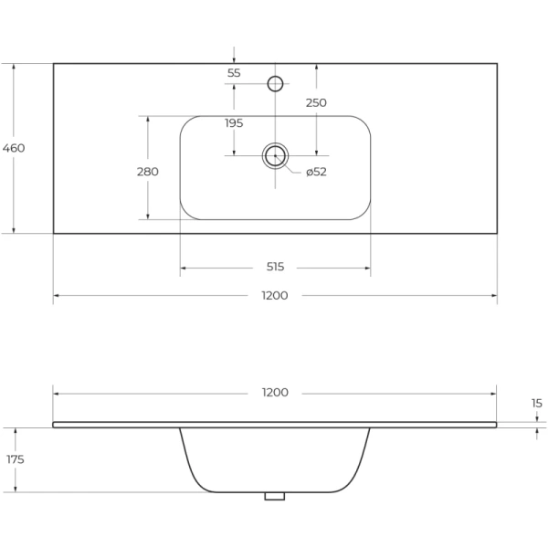 раковина 120x46 cezares duet czr-nat-120-lvb