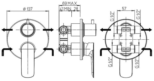 смеситель для душа paini nove 09cr6911 цвет хром