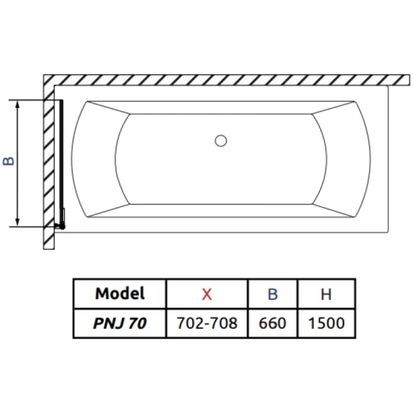 шторка для ванны radaway arta pnj 70 l 210101-01l прозрачное