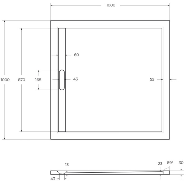 душевой поддон из литого мрамора 100x100 cezares tray-as-a-100-30-nero