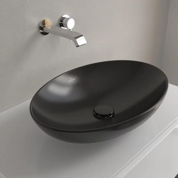 раковина-чаша villeroy & boch loop & friends 4a4701r7 56x38.5 см, накладная, цвет pure black