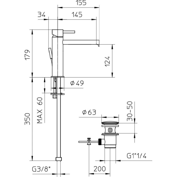 смеситель для раковины bossini oki z005301.030 хром