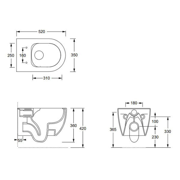 унитаз alice unica 55 32254109set подвесной, безободковый, смыв aliflush+, с сиденьем микролифт, с креплением, 52х35 см, белый матовый