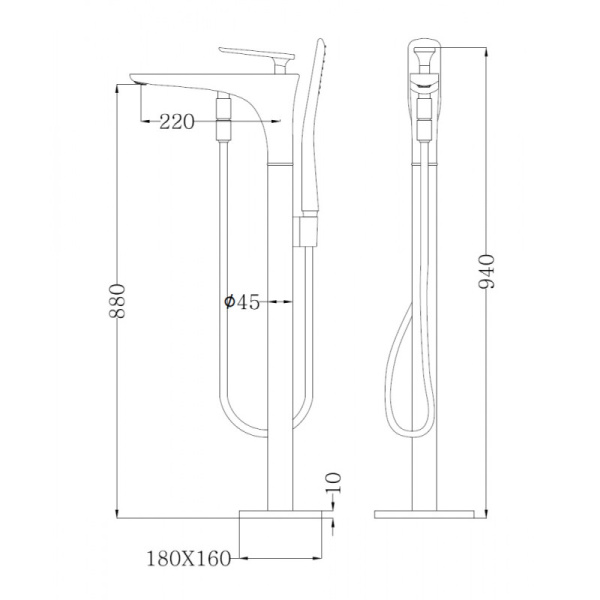 смеситель напольный для ванны abber zeitlos af8915w