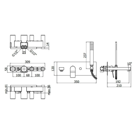 смеситель для ванны paffoni tilt ti001cr