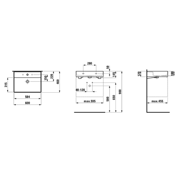 laufen laufen kartell раковина 60х46х12 см, без отв., цвет: белый