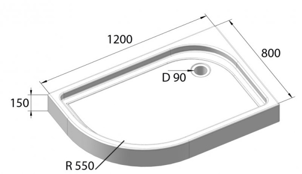 акриловый поддон для душа belbagno tray 120х80 tray-bb-rh-120/80-550-15-w-r