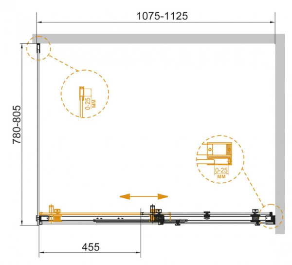 душевой уголок 110x80 cezares stylus-soft-ah-1-110/80-c-cr прозрачное