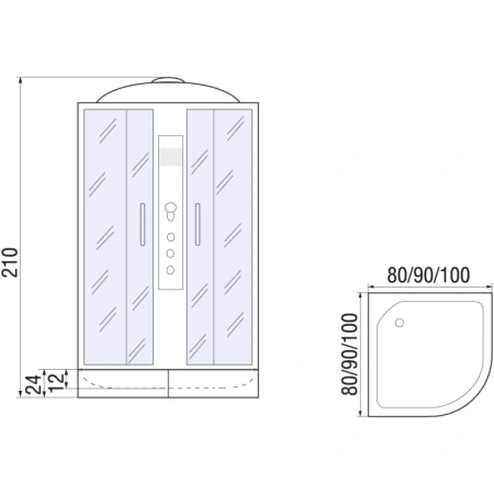 душевая кабина river desna 100x100x26 тн 10000000731 профиль матовый хром задняя стенка черная