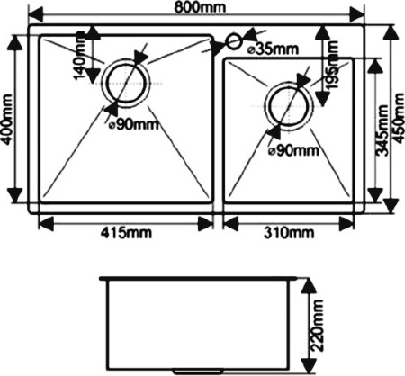кухонная мойка melana s8045hb графит