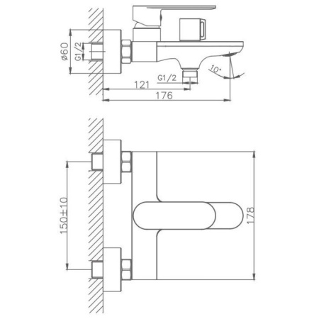 смеситель для ванны haiba hb60590 цвет хром