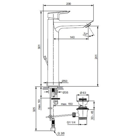 смеситель для раковины ideal standard tesi a6573aa