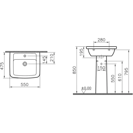 раковина подвесная vitra form 300 (9602b003-7650)